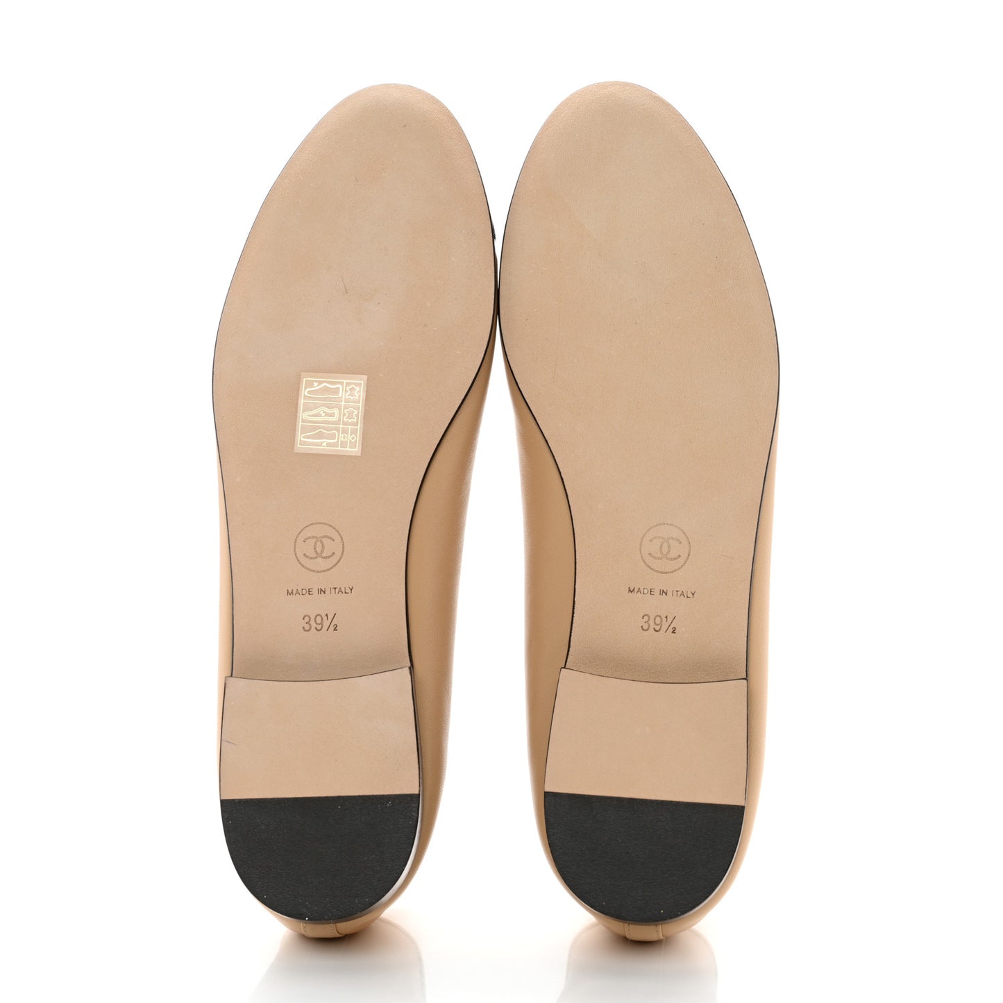 Lambskin Cap Toe CC Ballerina Flats 39.5 Beige Black