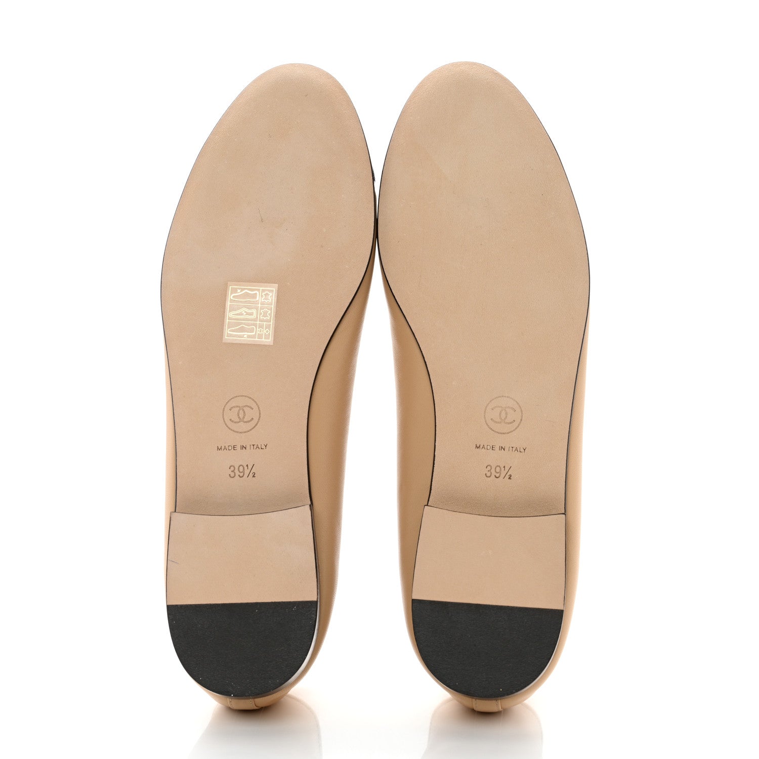 Chanel Lambskin Cap Toe CC Ballerina Flats 39.5 Beige Black 5 of 9