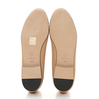 Chanel Lambskin Cap Toe CC Ballerina Flats 39.5 Beige Black 5 of 9