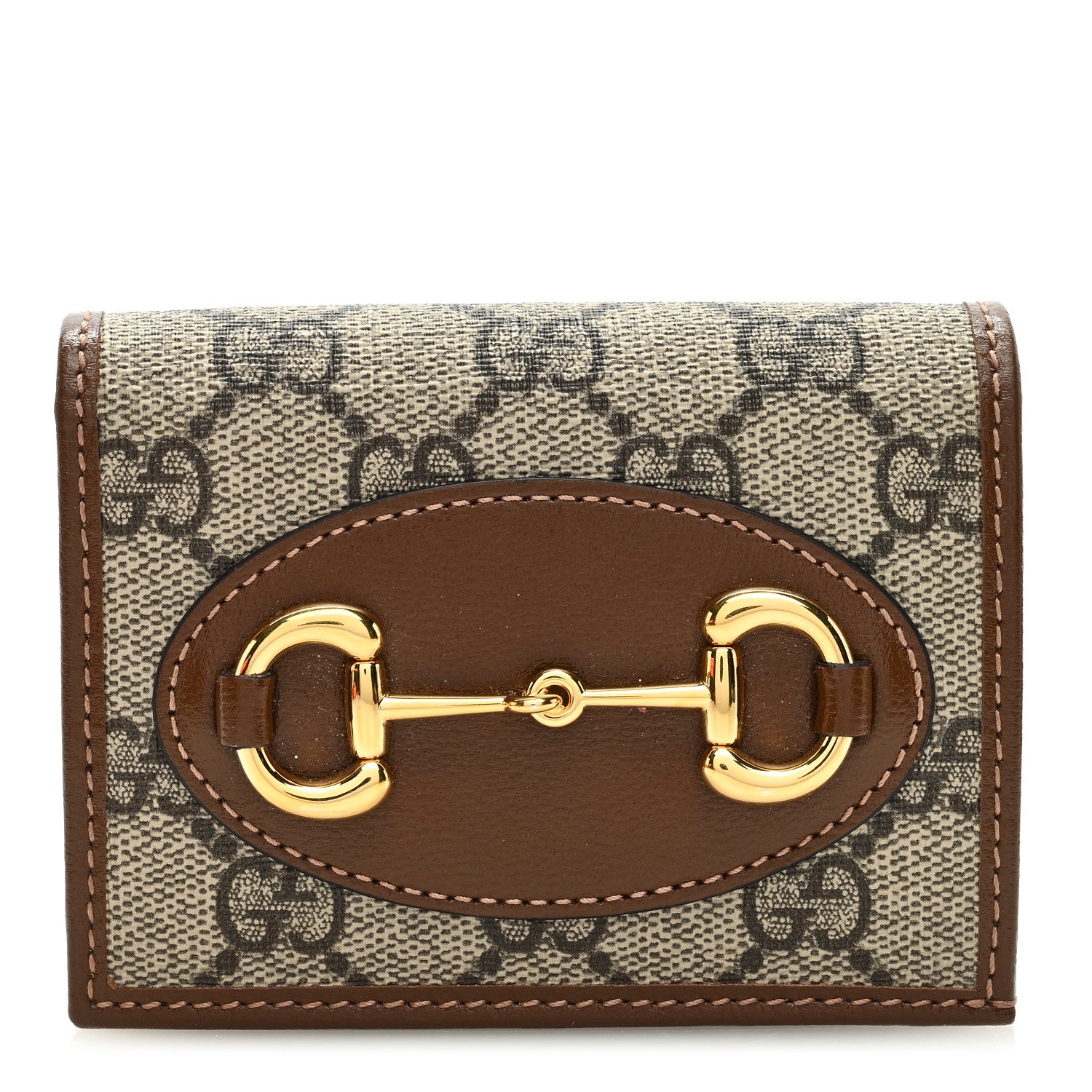 Gucci GG Supreme Monogram Horsebit 1955 Card Case Wallet Beige Ebony Brown Sugar 1 of 8