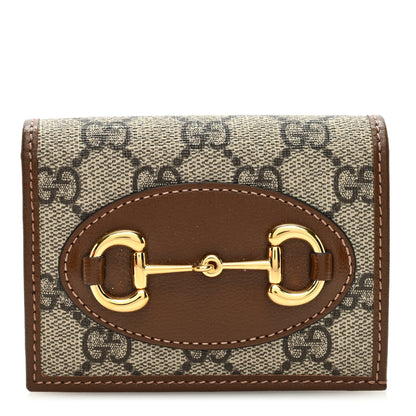 Gucci GG Supreme Monogram Horsebit 1955 Card Case Wallet Beige Ebony Brown Sugar 1 of 8
