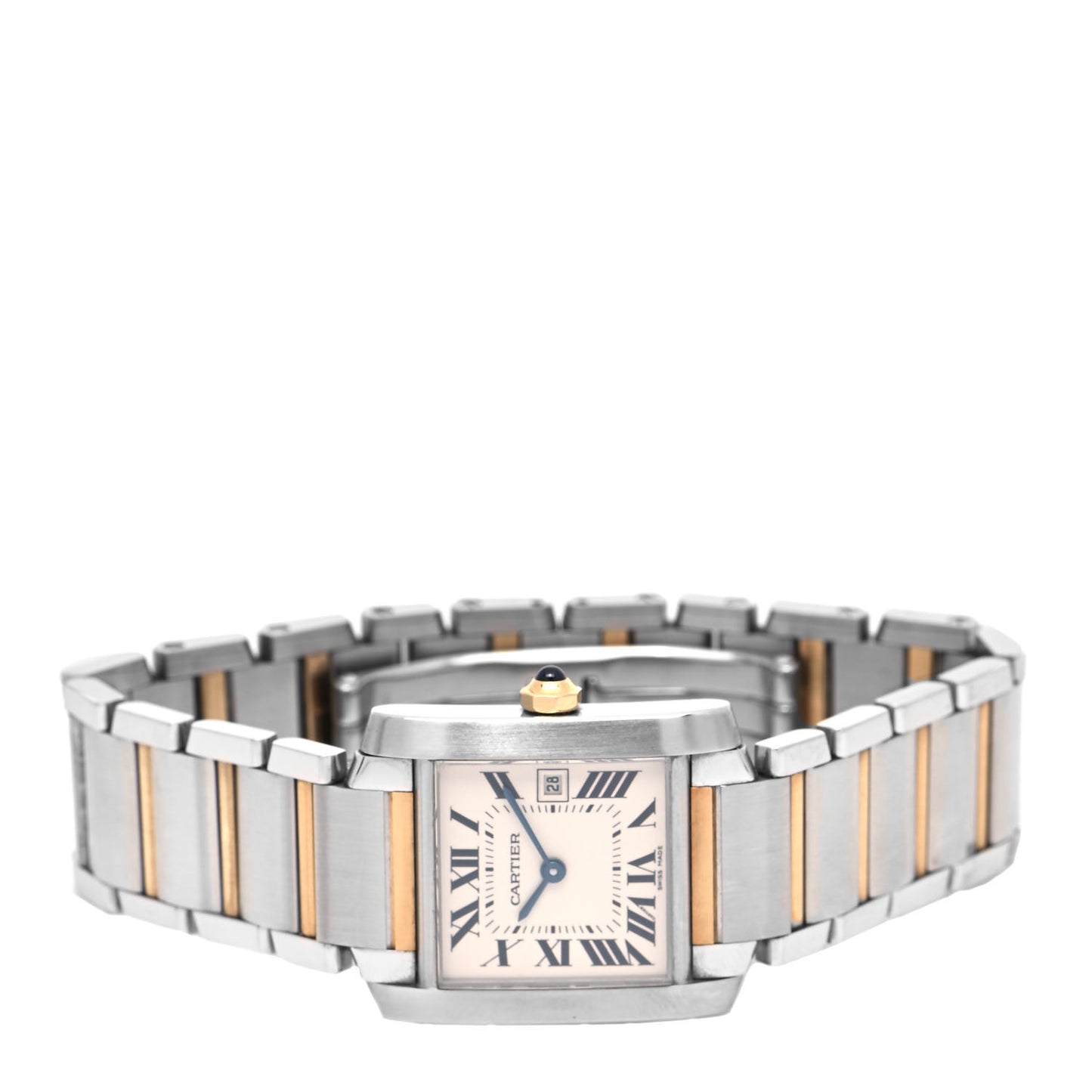 Stainless Steel 18K Yellow Gold 25mm Tank Francaise Quartz Watch