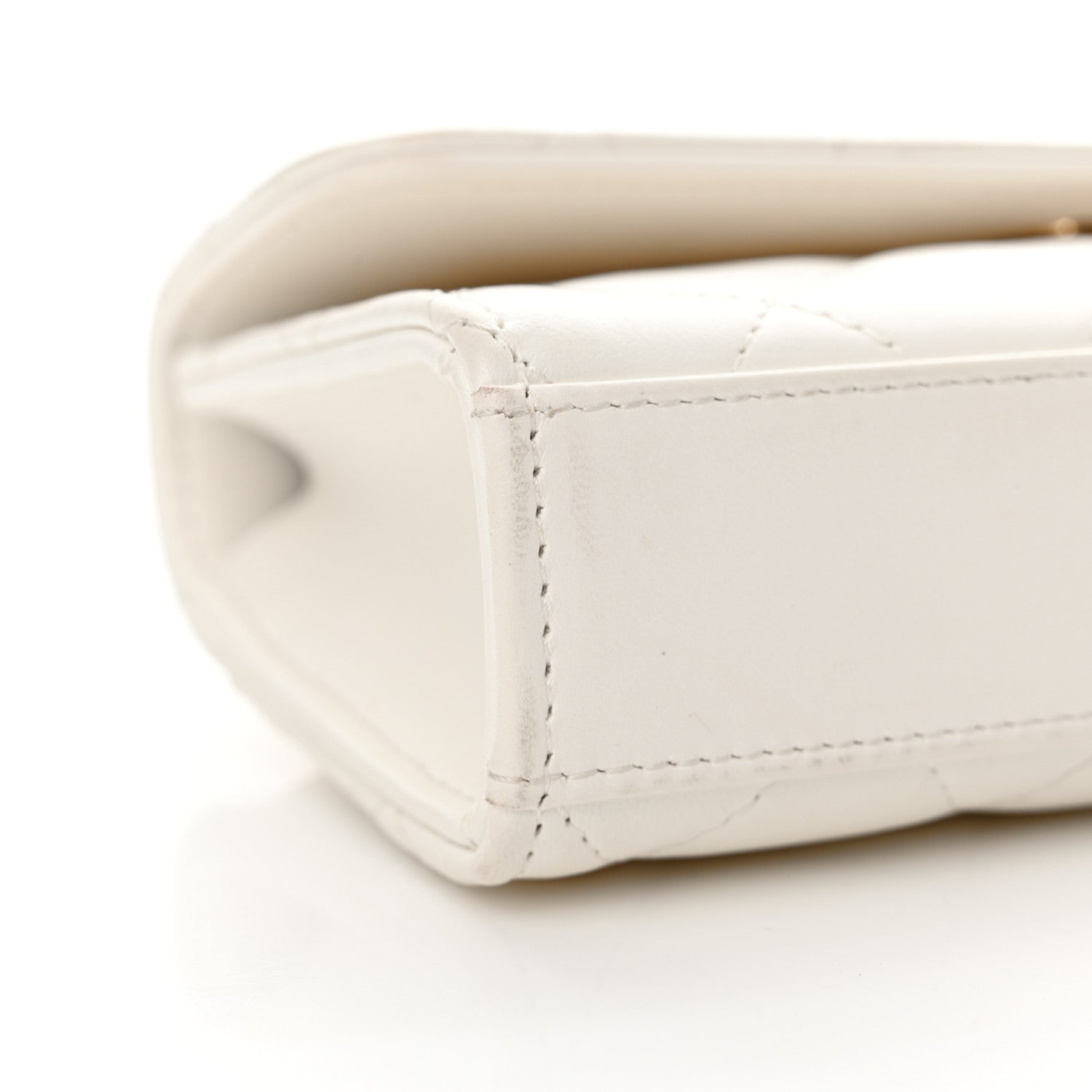 Chanel Lambskin Pearl Crystal Quilted Pearly Girl Handle Flap Phone Holder With Chain White 9 of 11