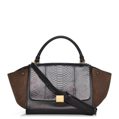 Celine Python Suede Medium Trapeze Midnight 1 of 11