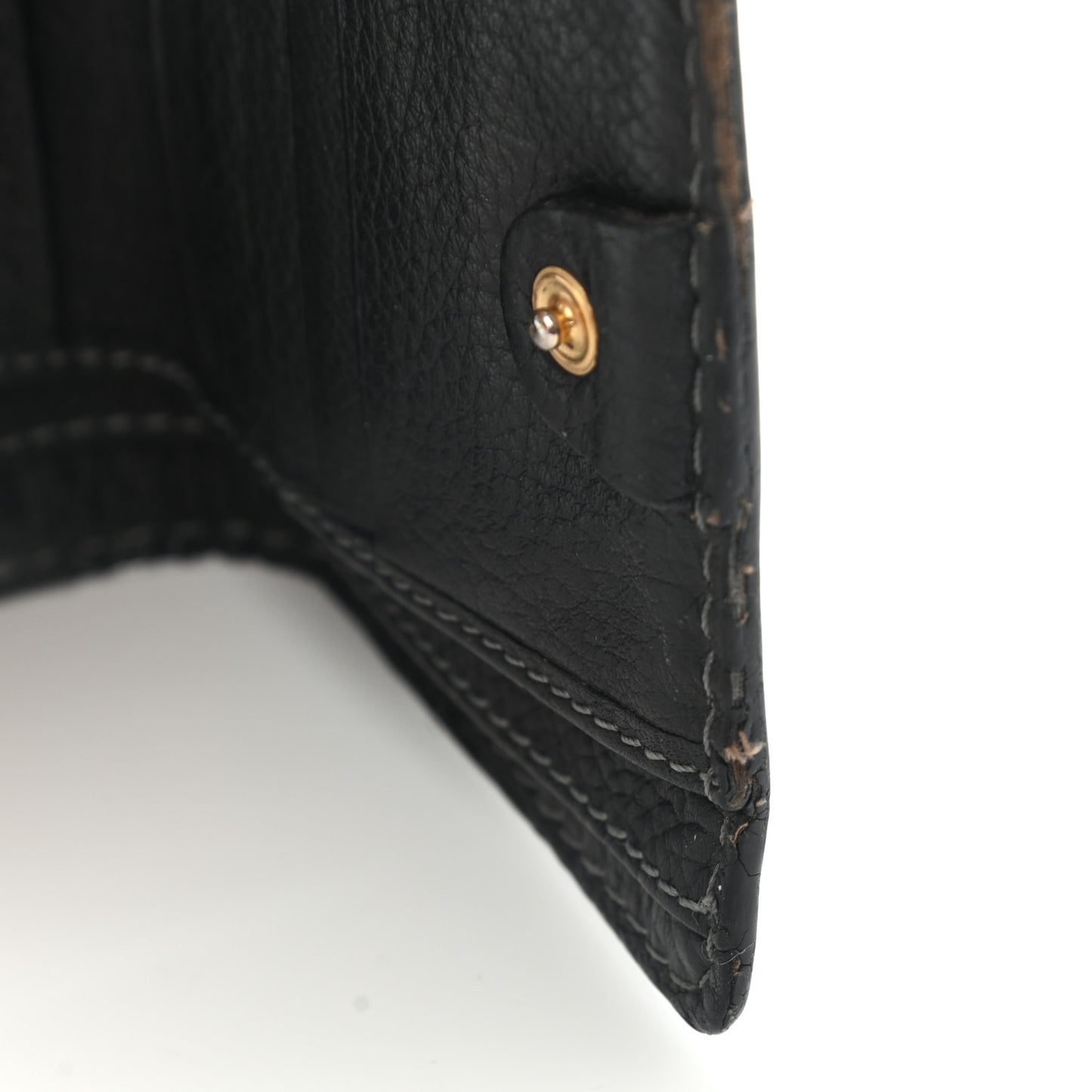 Grained Calfskin Marcie Square Wallet Black