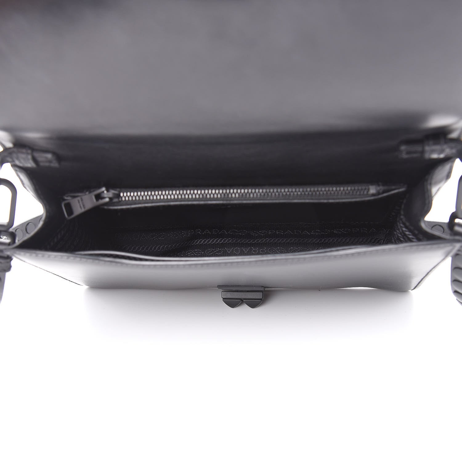 Prada Saffiano City Calfskin Monochrome Studded Large Elektra Shoulder Bag Black 5 of 10