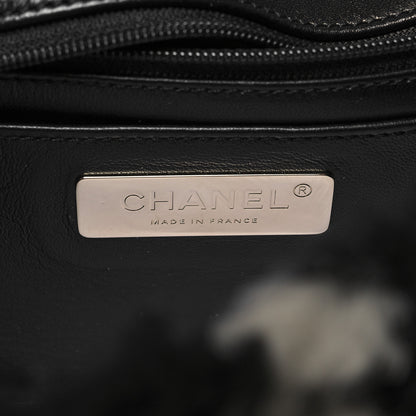 Chanel Shearling Lambskin Large Fluffy Tartan Single Flap Black White 7 of 11