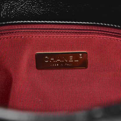 Chanel Shiny Crumpled Calfskin Quilted Large 19 Flap Black 6 of 10