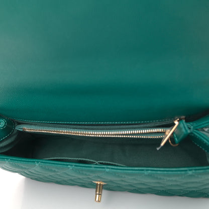 Chanel Caviar Quilted Small Coco Handle Flap Dark Turquoise 4 of 6