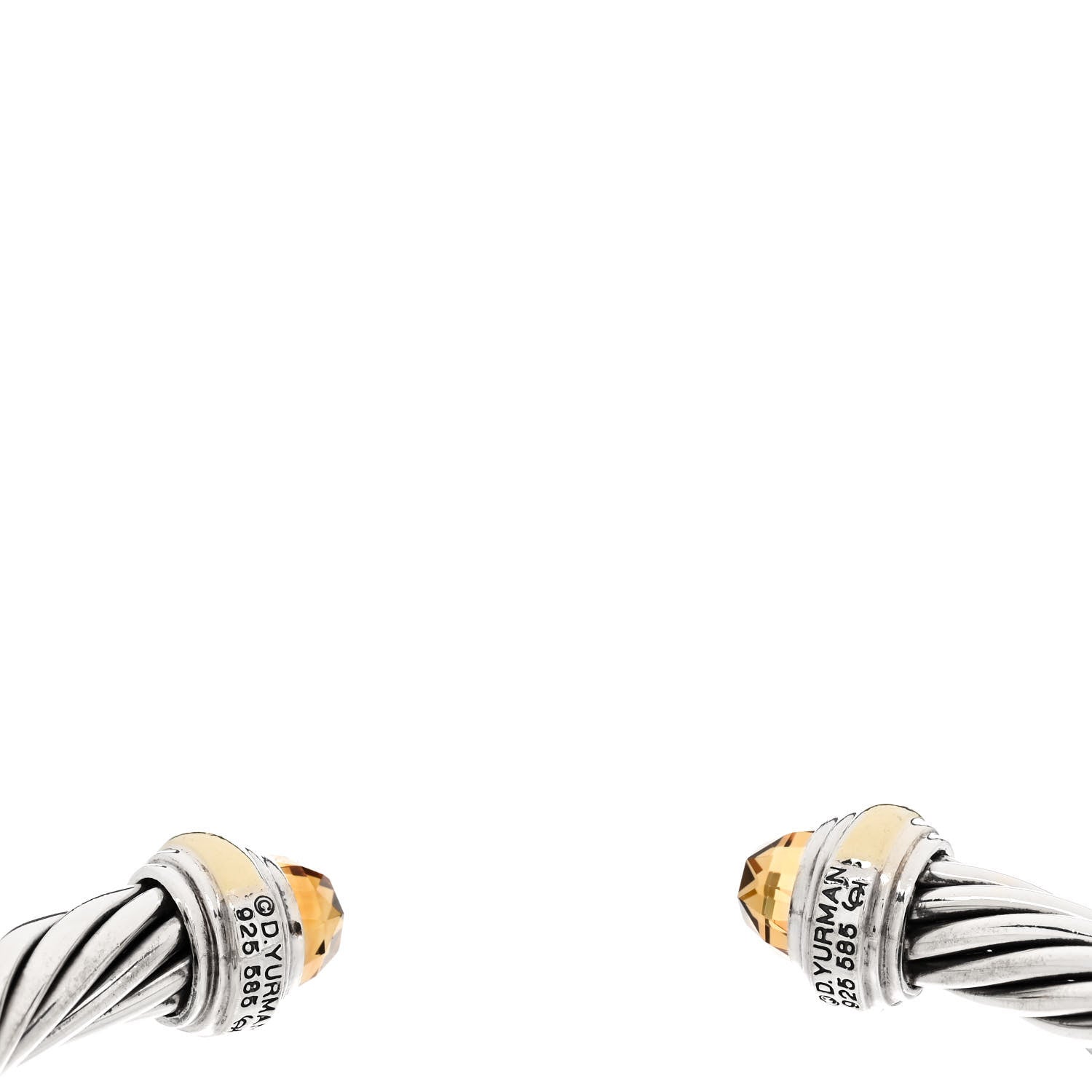 David Yurman Sterling Silver 14K Yellow Gold Citrine 7mm Cable Classics Bracelet 3 of 3
