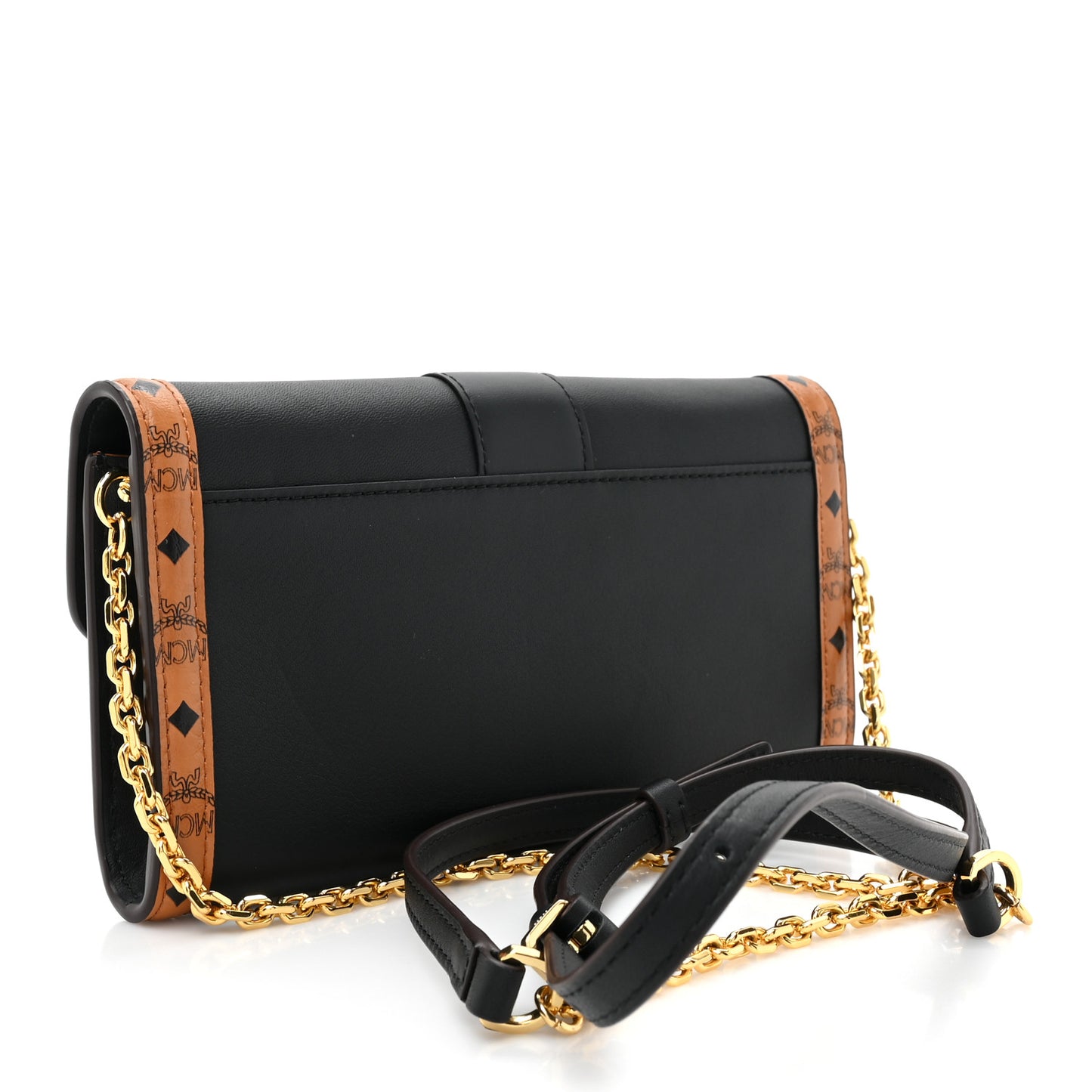 Visetos Large Tracy Chain Wallet Black Cognac