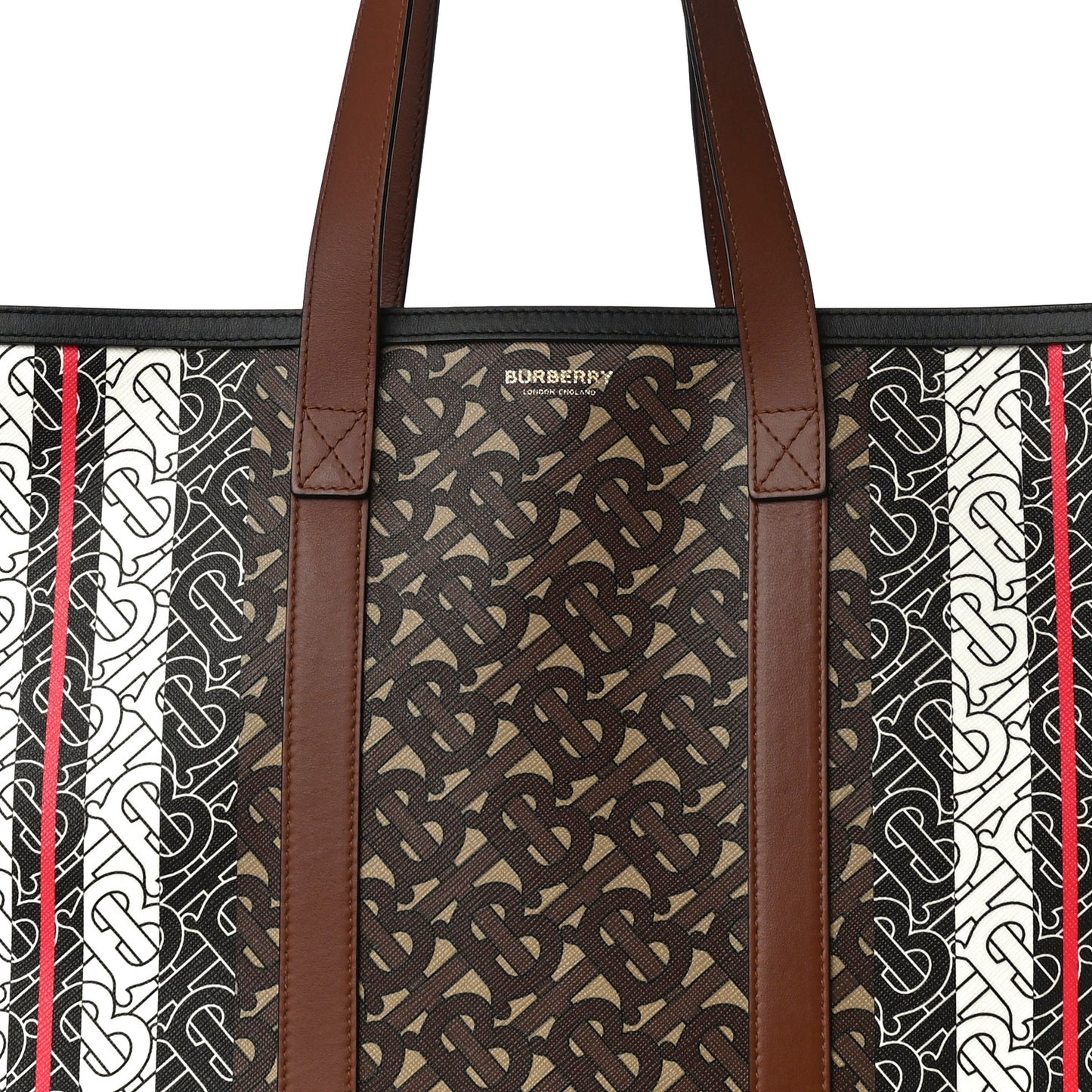 E-Canvas Monogram Stripe Book Tote Bridle Brown