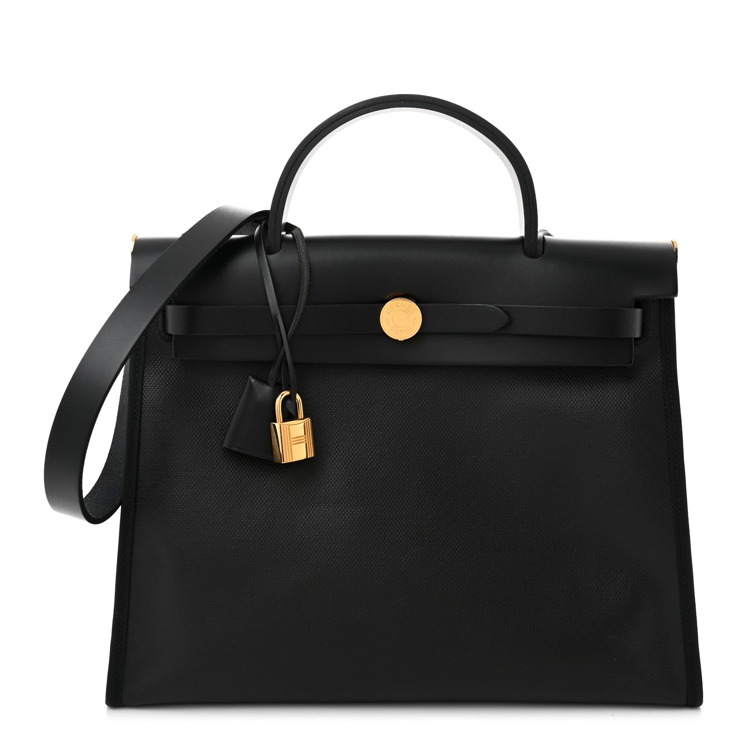 Hermes Toile H Berline Vache Hunter Herbag Zip PM 31 Black Ecru 1 of 11