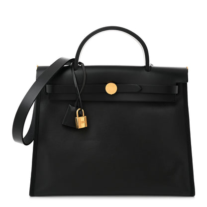Hermes Toile H Berline Vache Hunter Herbag Zip PM 31 Black Ecru 1 of 11