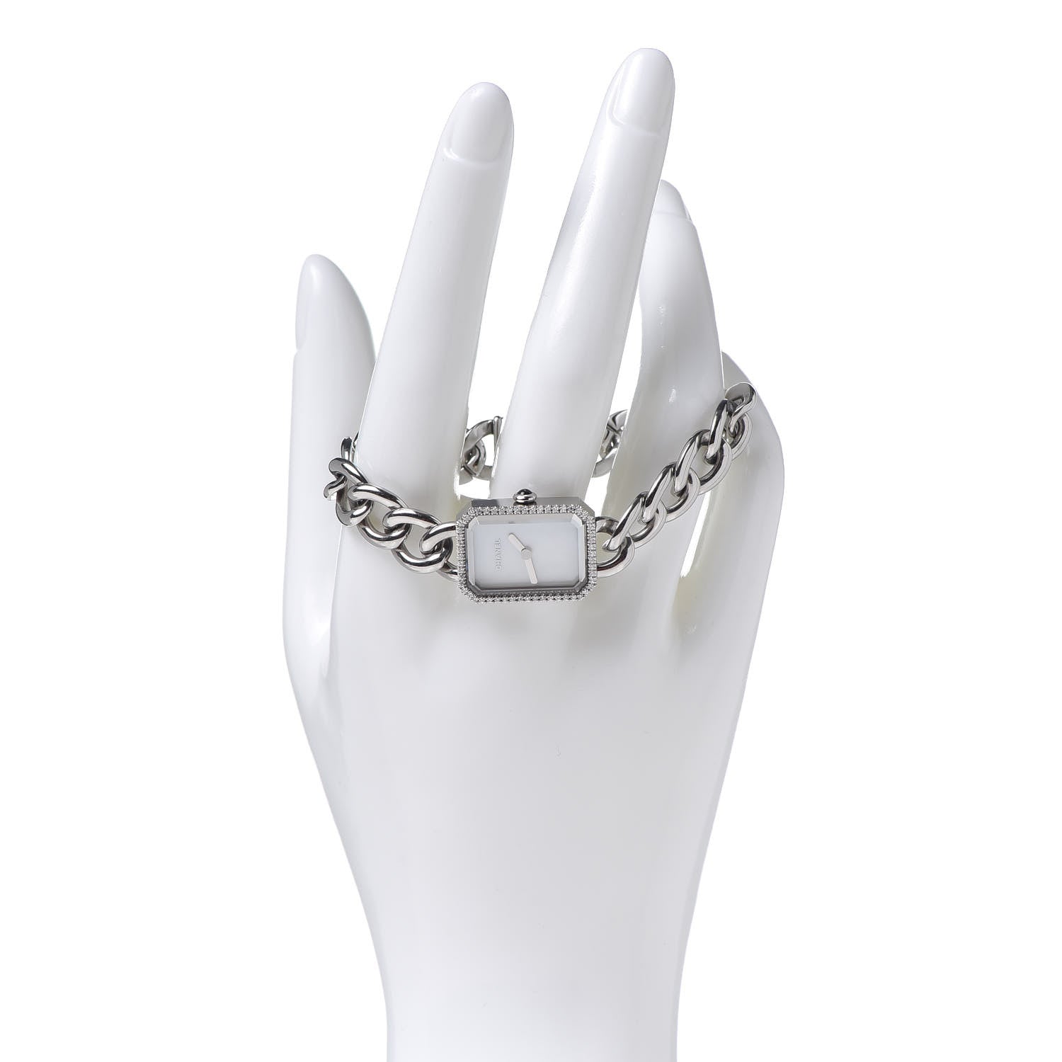 Chanel Stainless Steel Diamond Bezel Mother of Pearl 16mm Chain Premiere Quartz Watch 2 of 6