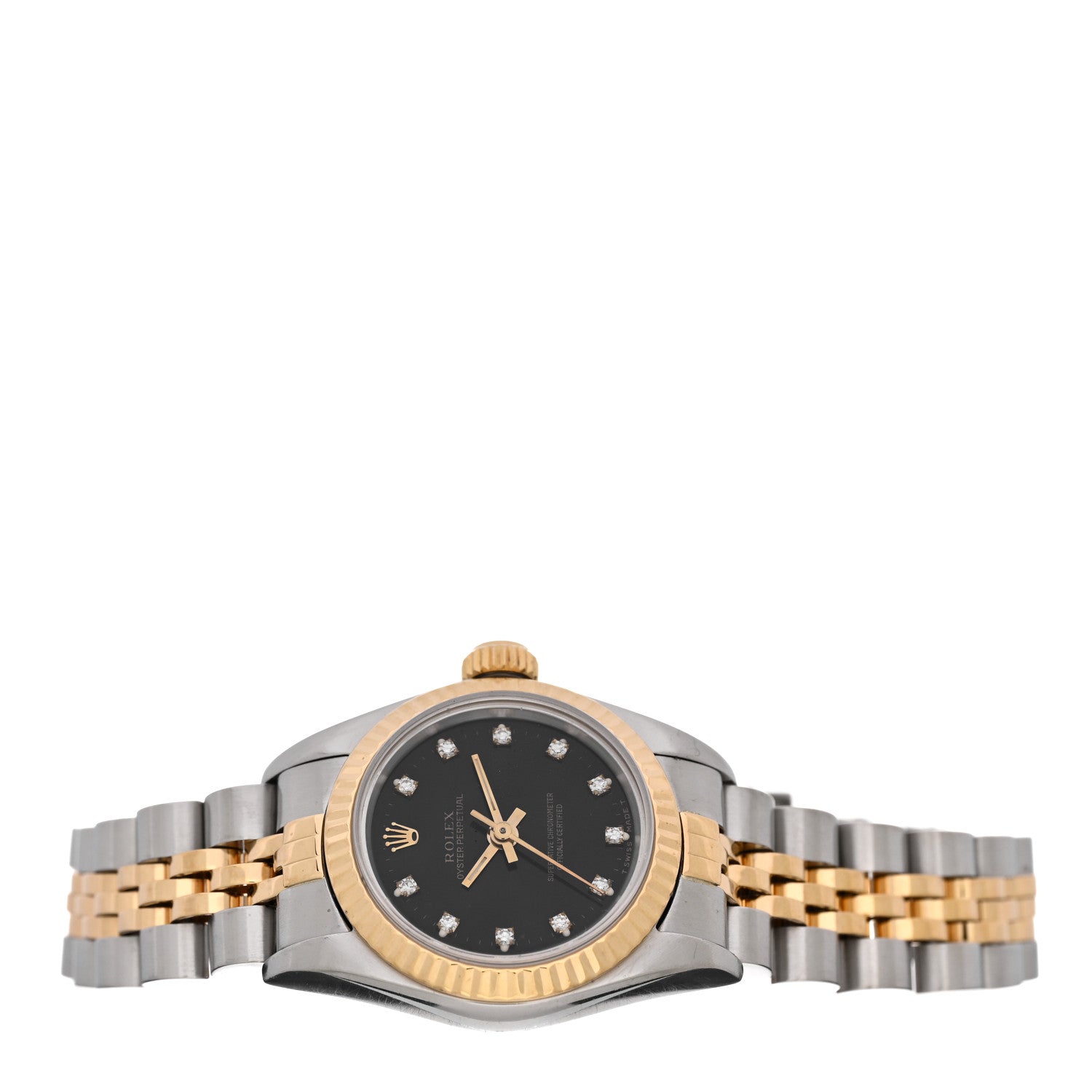 Rolex Stainless Steel 18K Yellow Gold Diamond 26mm Oyster Perpetual Datejust Watch Black 67193 2 of 4