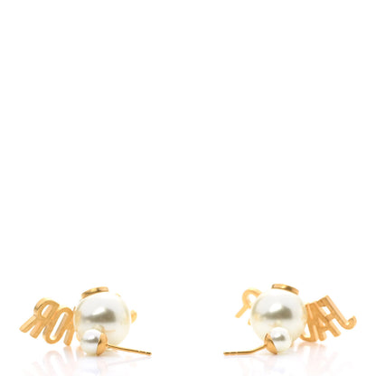 Christian Dior Metal Pearl J'Adior Tribal Earrings Gold 3 of 5