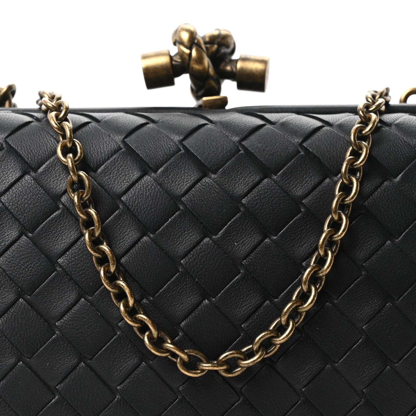 Nappa Intrecciato Chain Knot Clutch Black