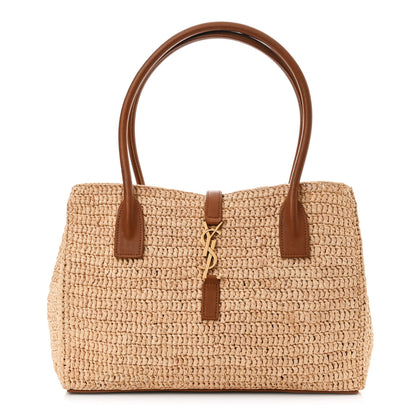 Saint Laurent Raffia Calfskin Panier Rectangle Tote Naturel Brick 1 of 11