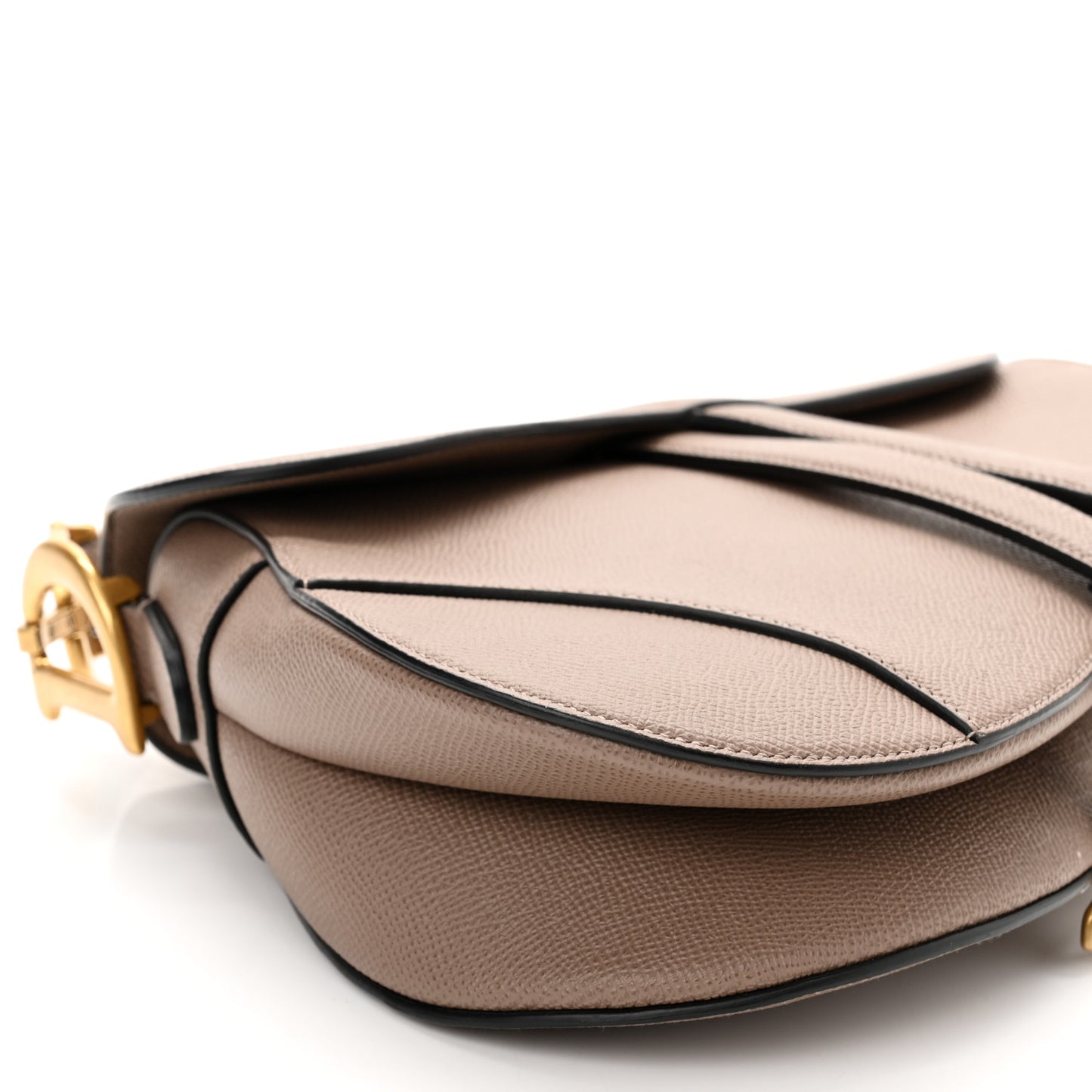 Grained Calfskin Saddle Bag Warm Taupe
