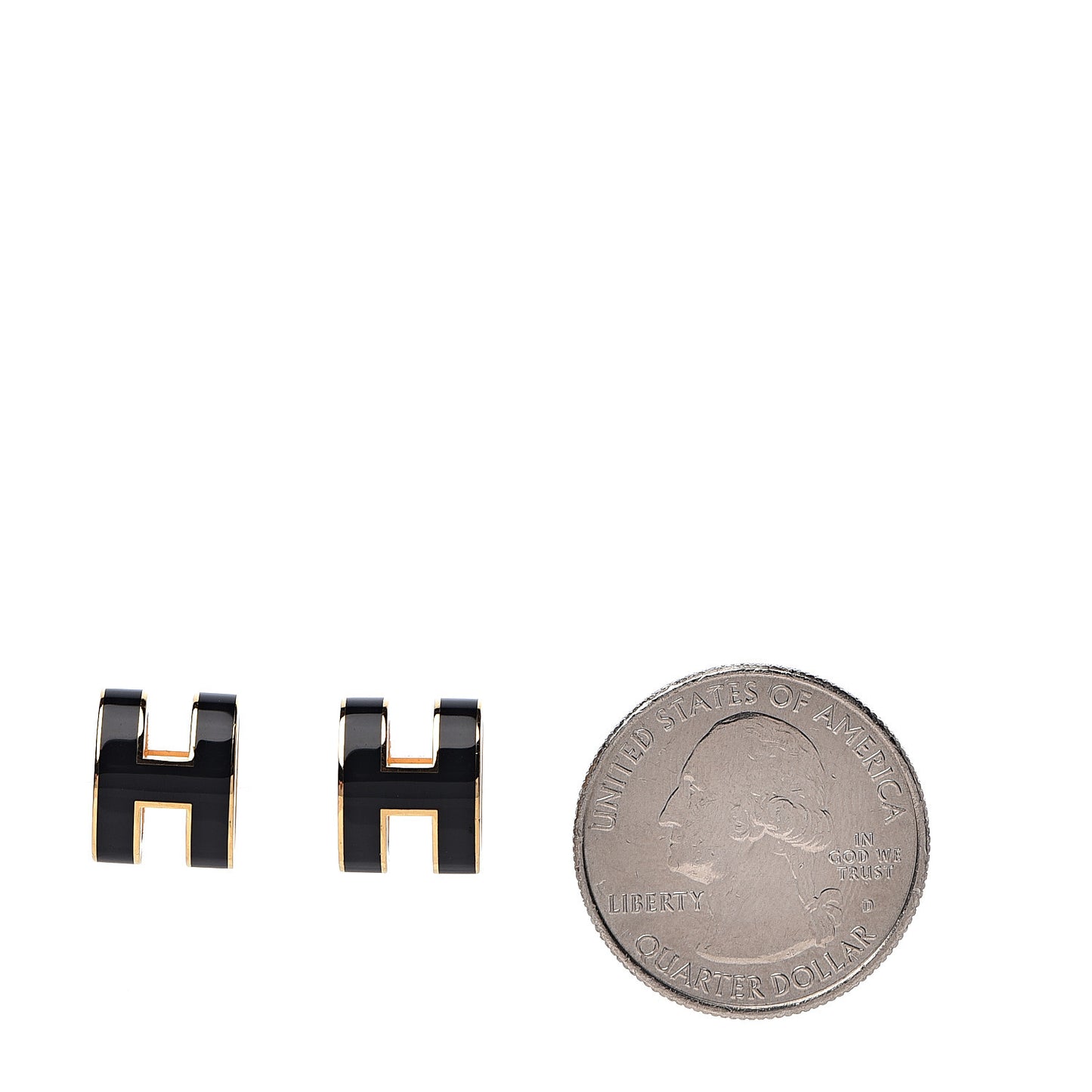 Gold Lacquered Pop H Earrings Black