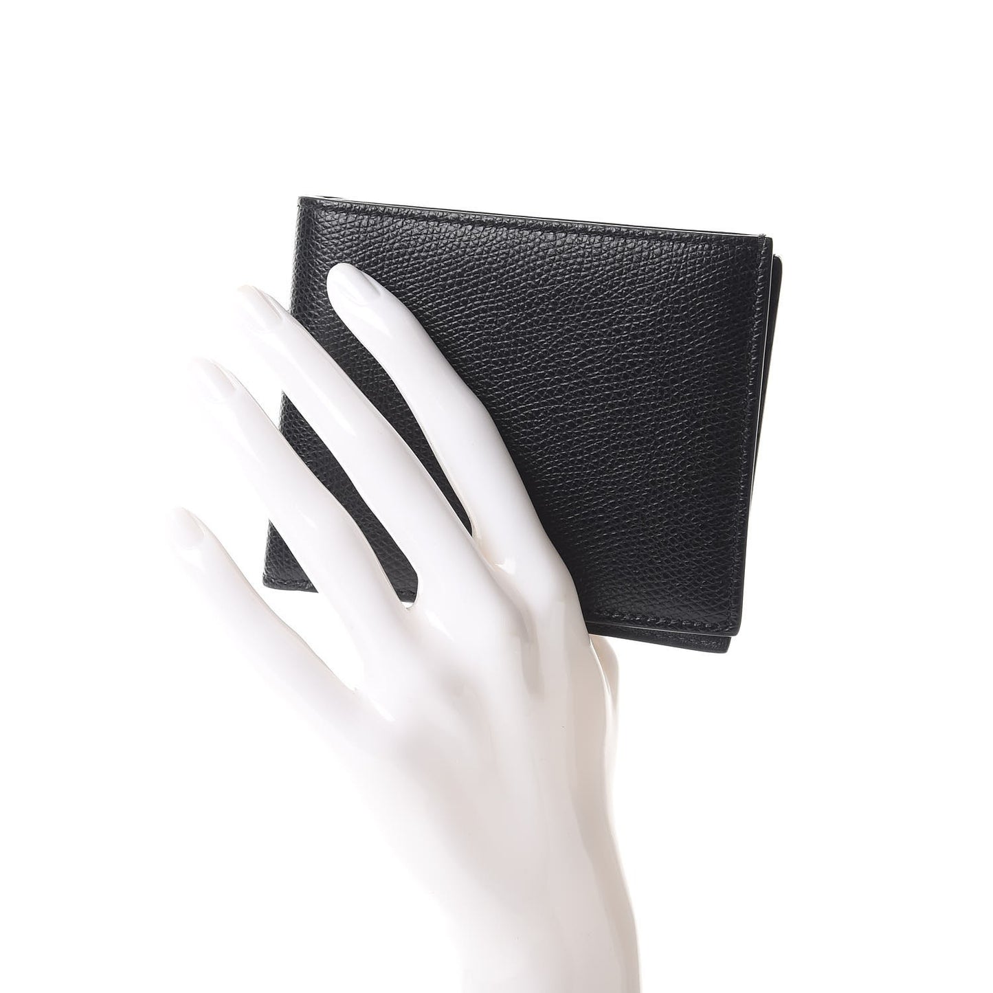 Grained Calfskin Bi-Fold Wallet Black