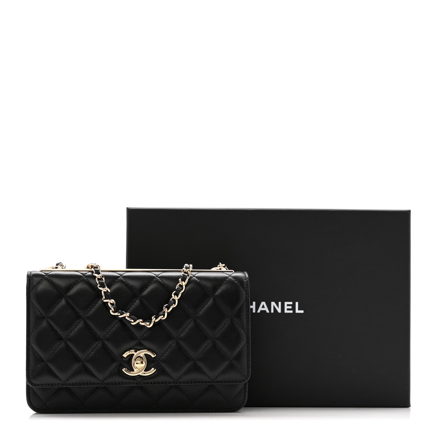 Chanel Lambskin Quilted Trendy CC Wallet On Chain WOC Black 13 of 13