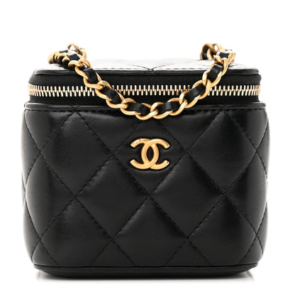 Chanel Lambskin Quilted Mini Pearl Crush Vanity Case With Chain Black 1 of 13