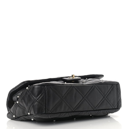 Chanel Lambskin Quilted Pearl Studded Flap Black 4 of 9
