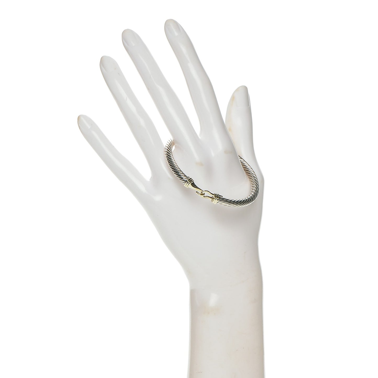 Sterling Silver 14K Yellow Gold 5mm Cable Classic Buckle Bracelet