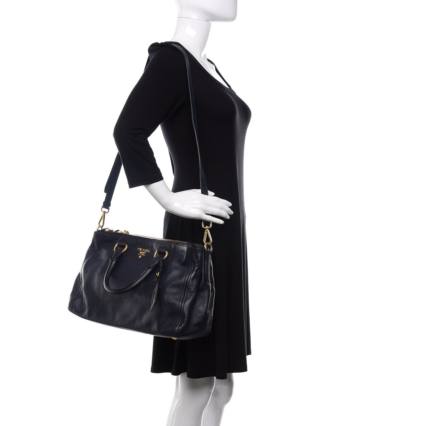 Soft Calfskin Double Zip Shoulder Bag Baltico