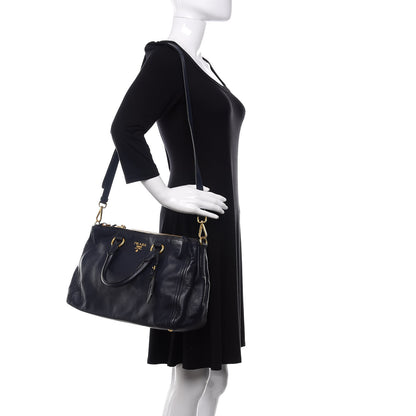 Prada Soft Calfskin Double Zip Shoulder Bag Baltico 2 of 11