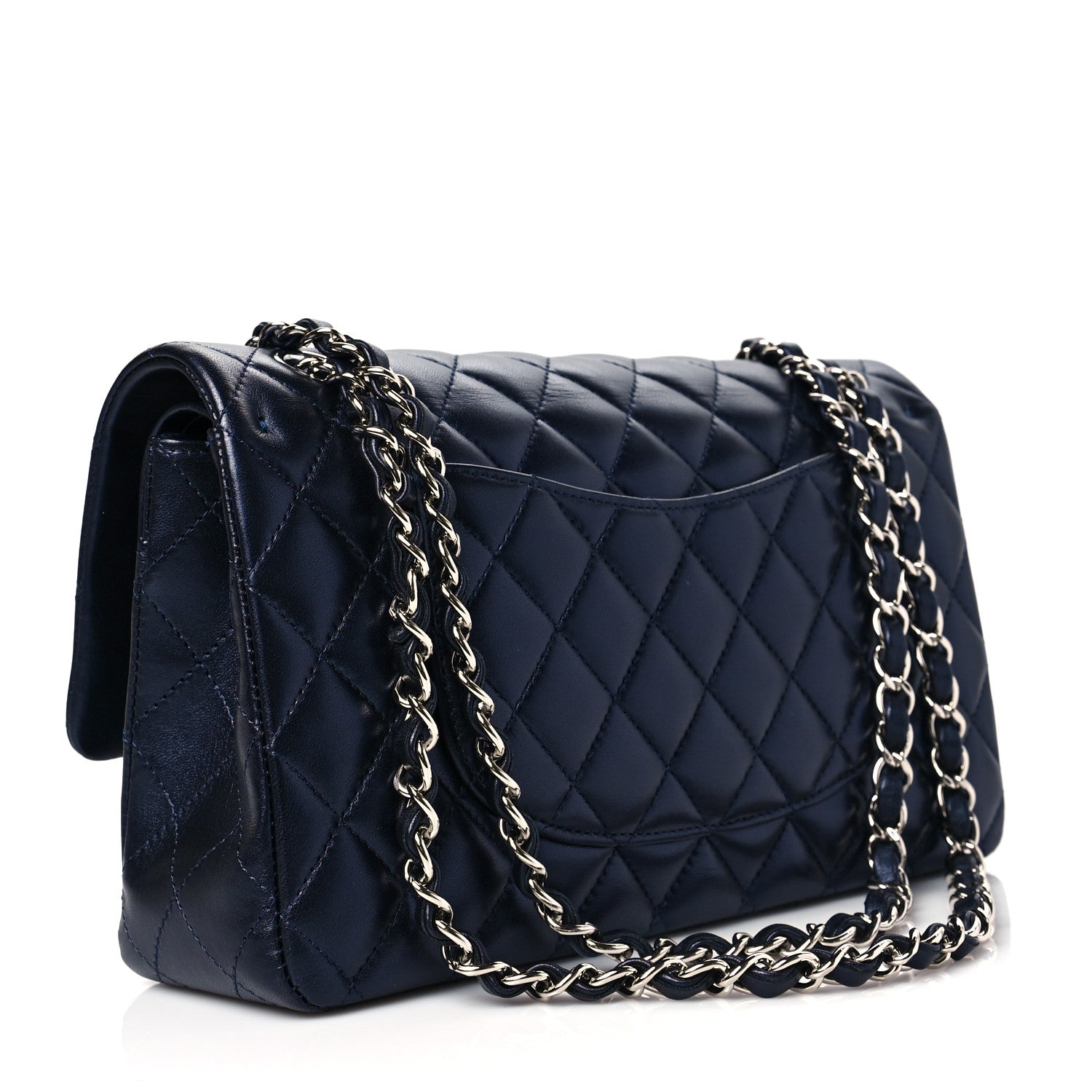 Chanel Iridescent Calfskin Quilted Medium Double Flap Navy 2 of 8