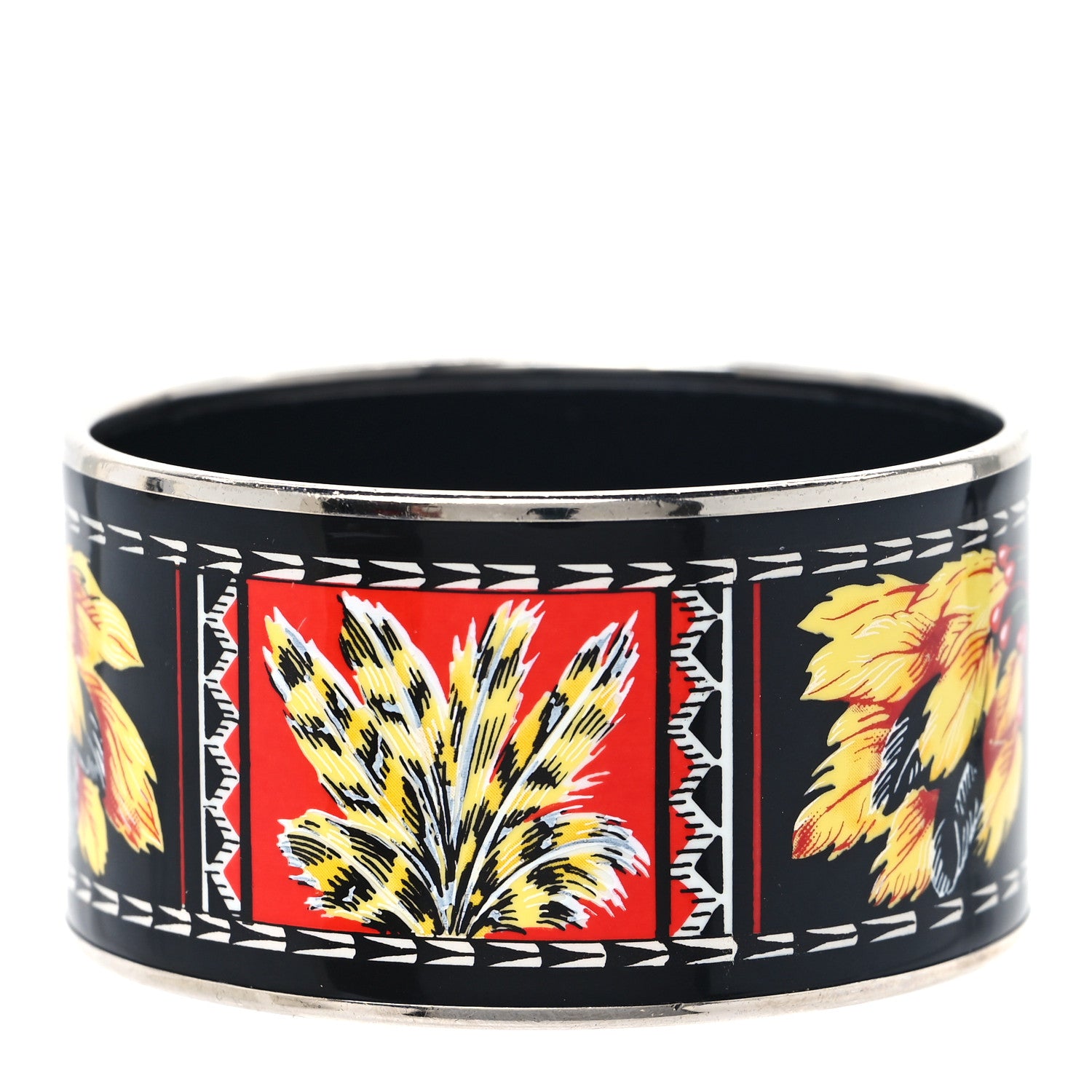 Hermes Enamel Printed Brazil Extra Wide Bracelet 65 Black 3 of 6