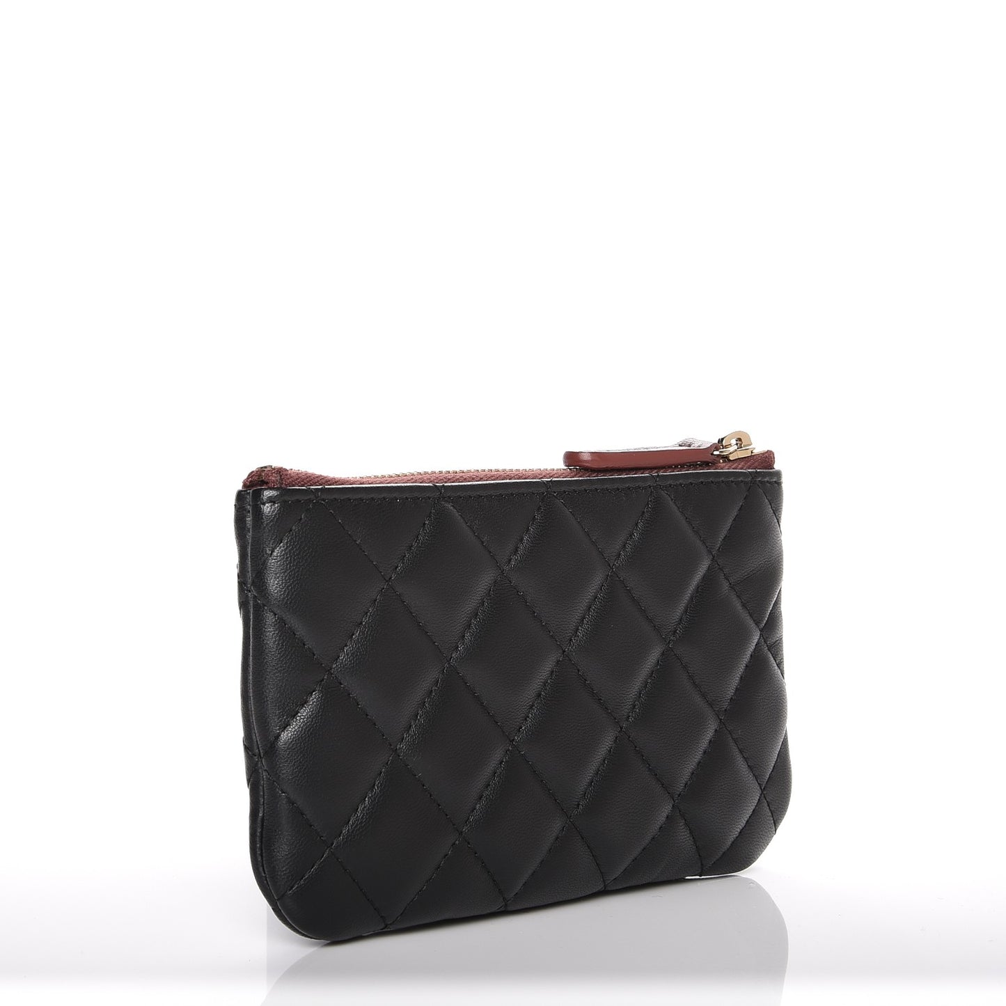 Lambskin Quilted Small Cosmetic Case Black