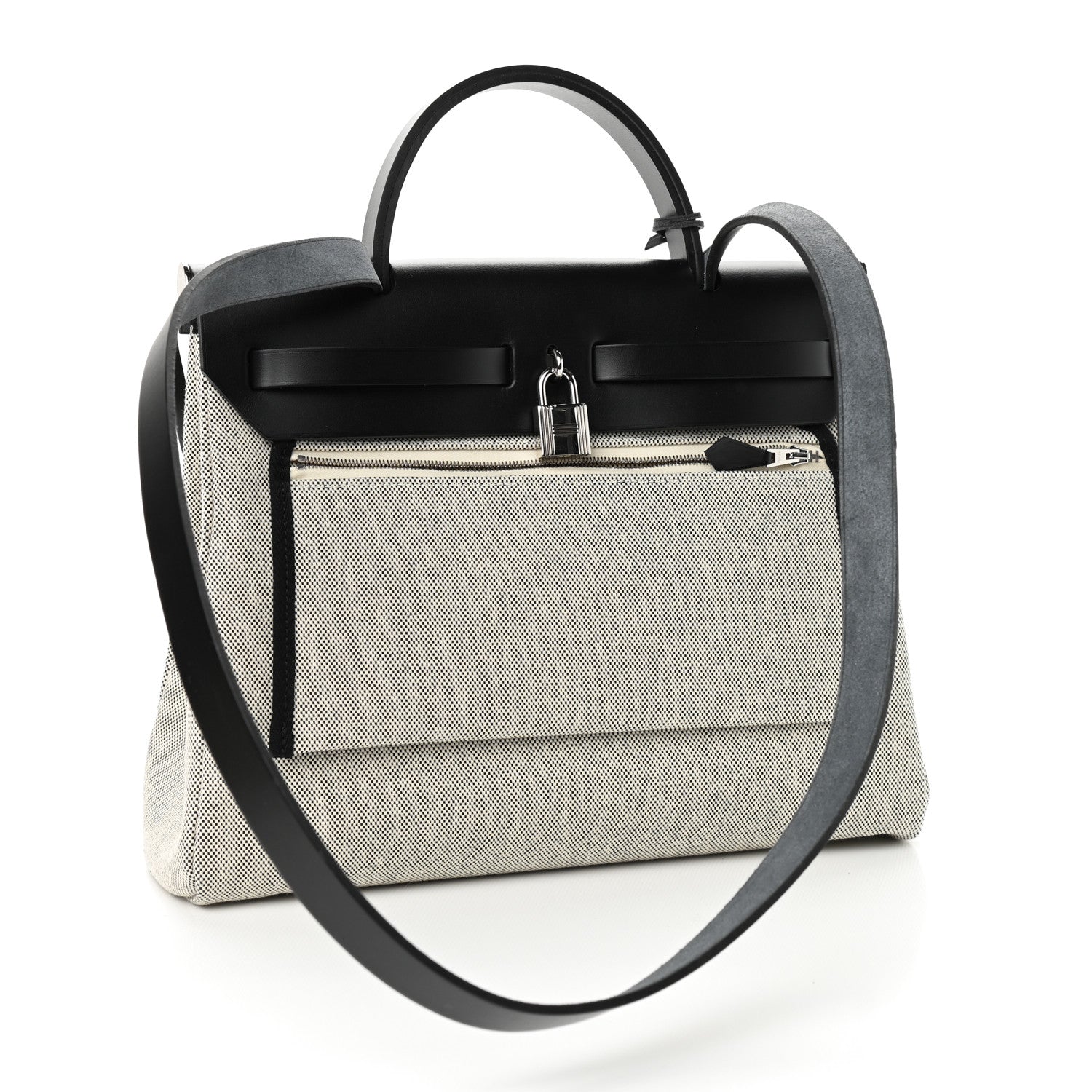 Hermes Vache Hunter Toile H Pegase Pop Herbag Zip Retourne 31 PM Bleu Indigo Ecru Black 3 of 11
