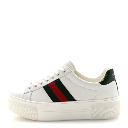Gucci Ultralight Plume Calfskin Web Womens Ace Platform Sneakers 36 White 1 of 10