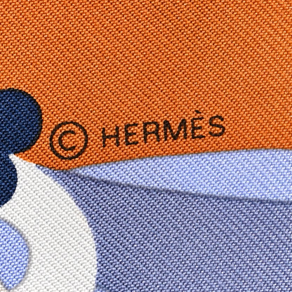 Hermes Silk Parade En Fanfare Twilly Brun Bleu Jean Vert 8 of 8