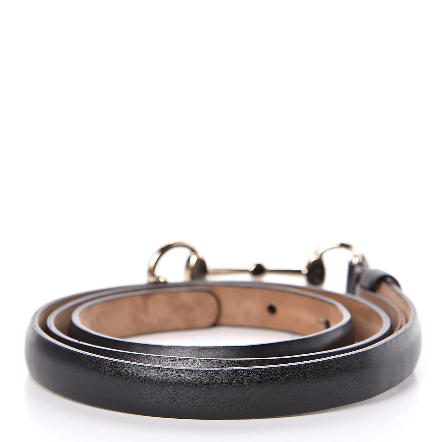 Calfskin Horsebit Skinny Belt 85 34 Black