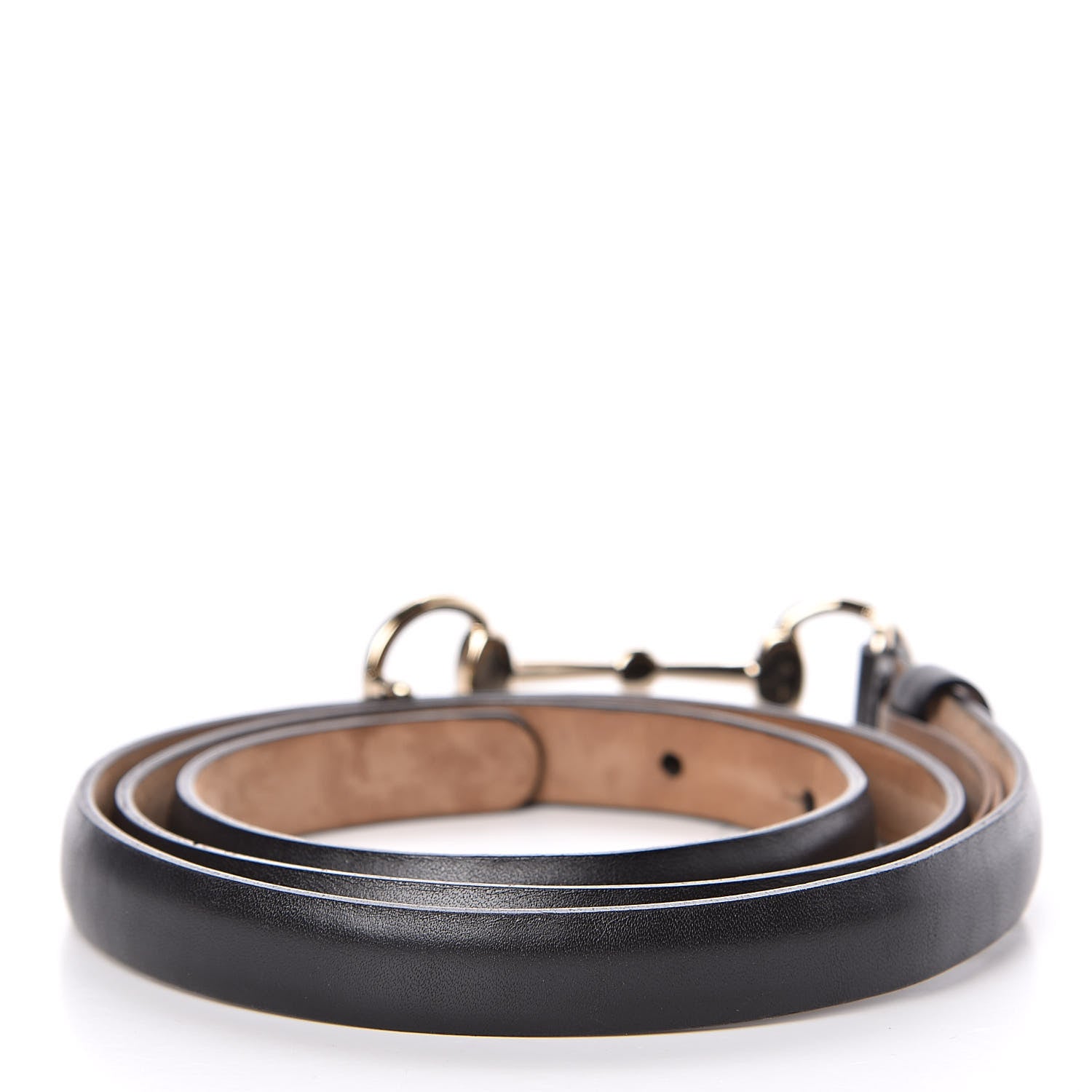 Gucci Calfskin Horsebit Skinny Belt 85 34 Black 3 of 6