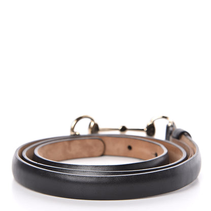 Gucci Calfskin Horsebit Skinny Belt 85 34 Black 3 of 6
