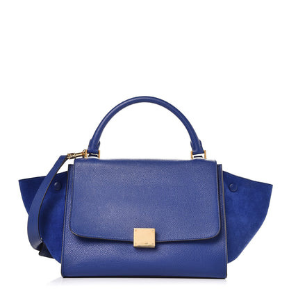 Celine Drummed Calfskin Suede Small Trapeze Indigo 1 of 8