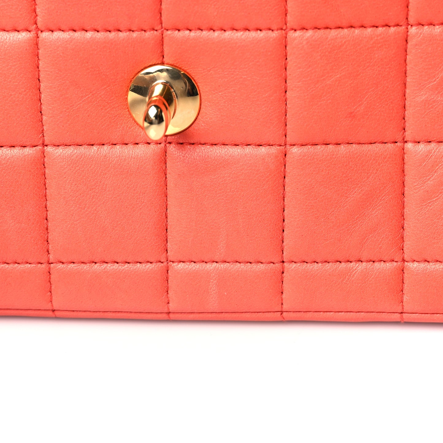 Lambskin East West Chocolate Bar Flap Orange