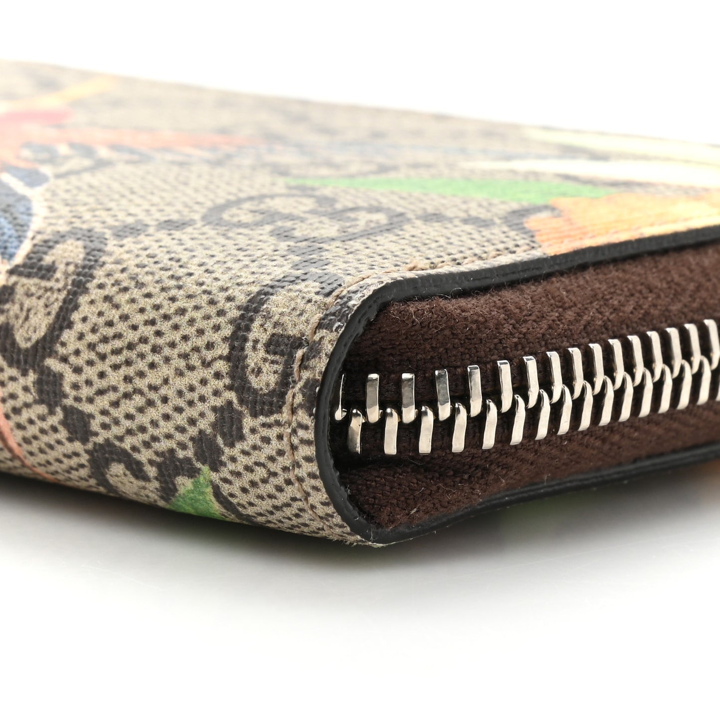 GG Supreme Monogram Tian Zip Around Card Case Wallet Beige Multicolor New Acero