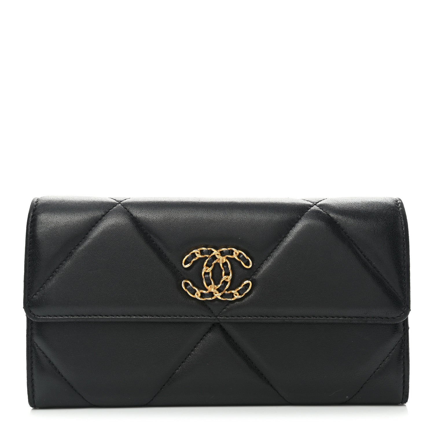 Chanel Lambskin Quilted Chanel 19 Flap Wallet Black 1 of 8
