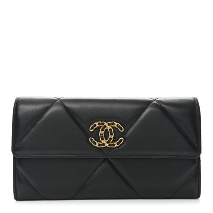 Chanel Lambskin Quilted Chanel 19 Flap Wallet Black 1 of 8