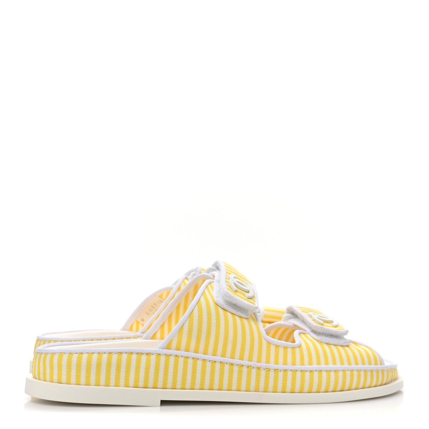 Printed Calfskin Velcro Dad Flat Mules 39 White Yellow