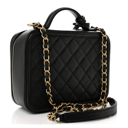 Chanel Caviar Quilted Medium CC Filigree Vanity Case Black 3 of 13