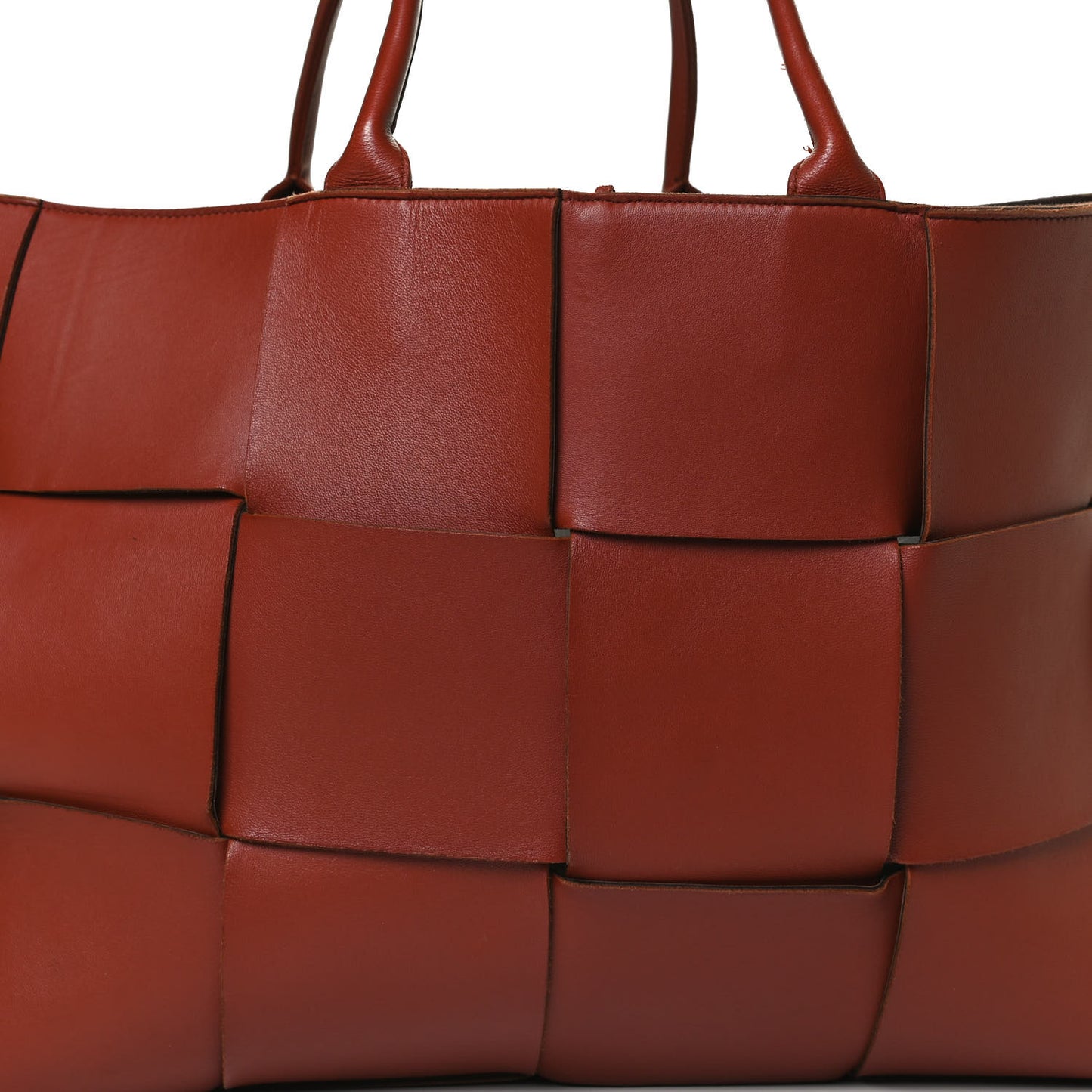 Nappa Maxi Intrecciato Mens Arco Tote Red Brown