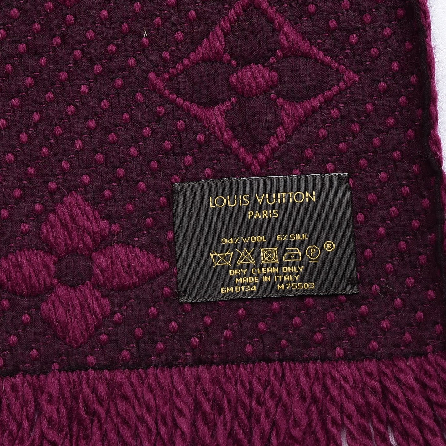 Wool Silk Logomania Scarf Cherry